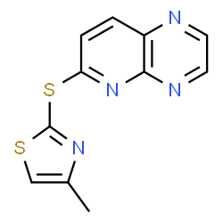 ChemSpider 2D Image | 6-[(4-Methyl-1,3-thiazol-2-yl)sulfanyl]pyrido[2,3-b]pyrazine | C11H8N4S2