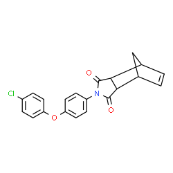 ChemSpider 2D Image | 4-[4-(4-Chlorophenoxy)phenyl]-4-azatricyclo[5.2.1.0~2,6~]dec-8-ene-3,5-dione | C21H16ClNO3