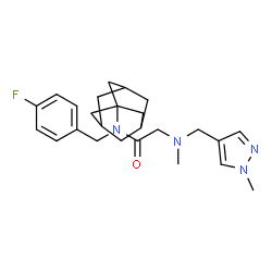 ChemSpider 2D Image | N-Adamantan-1-yl-N-(4-fluorobenzyl)-N~2~-methyl-N~2~-[(1-methyl-1H-pyrazol-4-yl)methyl]glycinamide | C25H33FN4O