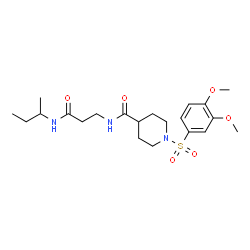 ChemSpider 2D Image | N-[3-(sec-Butylamino)-3-oxopropyl]-1-[(3,4-dimethoxyphenyl)sulfonyl]-4-piperidinecarboxamide | C21H33N3O6S
