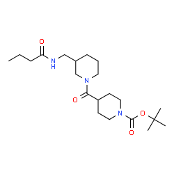 ChemSpider 2D Image | 2-Methyl-2-propanyl 4-({3-[(butyrylamino)methyl]-1-piperidinyl}carbonyl)-1-piperidinecarboxylate | C21H37N3O4