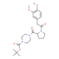 ChemSpider 2D Image | 2-Methyl-2-propanyl 4-{1-[(3,4-dimethoxyphenyl)acetyl]prolyl}-1-piperazinecarboxylate | C24H35N3O6