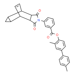 ChemSpider 2D Image | 3,4'-Dimethyl-4-biphenylyl 3-(3,5-dioxo-4-azatetracyclo[5.3.2.0~2,6~.0~8,10~]dodec-11-en-4-yl)benzoate | C32H27NO4