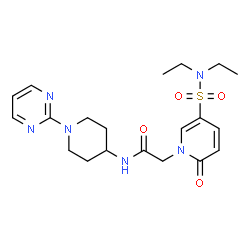 ChemSpider 2D Image | 2-[5-(Diethylsulfamoyl)-2-oxo-1(2H)-pyridinyl]-N-[1-(2-pyrimidinyl)-4-piperidinyl]acetamide | C20H28N6O4S
