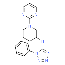 ChemSpider 2D Image | N-(1-Phenyl-1H-tetrazol-5-yl)-1-(2-pyrimidinyl)-3-piperidinamine | C16H18N8