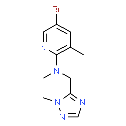 ChemSpider 2D Image | 5-Bromo-N,3-dimethyl-N-[(1-methyl-1H-1,2,4-triazol-5-yl)methyl]-2-pyridinamine | C11H14BrN5