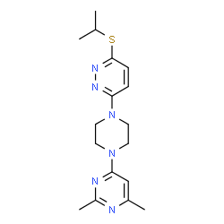 ChemSpider 2D Image | 3-[4-(2,6-Dimethyl-4-pyrimidinyl)-1-piperazinyl]-6-(isopropylsulfanyl)pyridazine | C17H24N6S