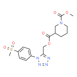 ChemSpider 2D Image | 1-Methyl 3-({1-[4-(methylsulfonyl)phenyl]-1H-tetrazol-5-yl}methyl) 1,3-piperidinedicarboxylate | C17H21N5O6S