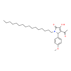 ChemSpider 2D Image | 4-Acetyl-1-hexadecyl-3-hydroxy-5-(4-methoxyphenyl)-1,5-dihydro-2H-pyrrol-2-one | C29H45NO4