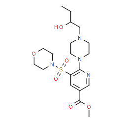 ChemSpider 2D Image | Methyl 6-[4-(2-hydroxybutyl)-1-piperazinyl]-5-(4-morpholinylsulfonyl)nicotinate | C19H30N4O6S