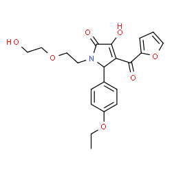 ChemSpider 2D Image | 5-(4-Ethoxyphenyl)-4-(2-furoyl)-3-hydroxy-1-[2-(2-hydroxyethoxy)ethyl]-1,5-dihydro-2H-pyrrol-2-one | C21H23NO7