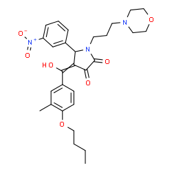 ChemSpider 2D Image | 4-[(4-Butoxy-3-methylphenyl)(hydroxy)methylene]-1-[3-(4-morpholinyl)propyl]-5-(3-nitrophenyl)-2,3-pyrrolidinedione | C29H35N3O7