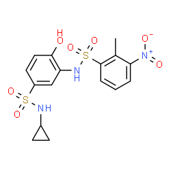 ChemSpider 2D Image | N-[5-(Cyclopropylsulfamoyl)-2-hydroxyphenyl]-2-methyl-3-nitrobenzenesulfonamide | C16H17N3O7S2