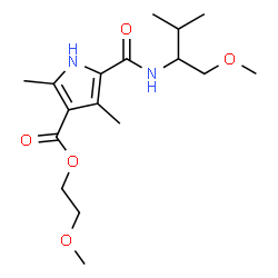ChemSpider 2D Image | 2-Methoxyethyl 5-[(1-methoxy-3-methyl-2-butanyl)carbamoyl]-2,4-dimethyl-1H-pyrrole-3-carboxylate | C17H28N2O5