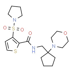 ChemSpider 2D Image | N-{[1-(4-Morpholinyl)cyclopentyl]methyl}-3-(1-pyrrolidinylsulfonyl)-2-thiophenecarboxamide | C19H29N3O4S2