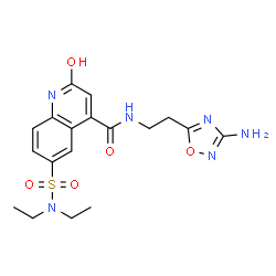 ChemSpider 2D Image | N-[2-(3-Amino-1,2,4-oxadiazol-5-yl)ethyl]-6-(diethylsulfamoyl)-2-oxo-1,2-dihydro-4-quinolinecarboxamide | C18H22N6O5S