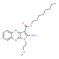 ChemSpider 2D Image | Octyl 2-amino-1-(2-methoxyethyl)-1H-pyrrolo[2,3-b]quinoxaline-3-carboxylate | C22H30N4O3