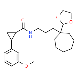 ChemSpider 2D Image | N-{3-[1-(1,3-Dioxolan-2-yl)cycloheptyl]propyl}-2-(3-methoxyphenyl)cyclopropanecarboxamide | C24H35NO4