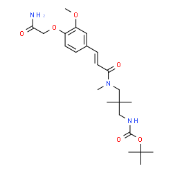 ChemSpider 2D Image | 2-Methyl-2-propanyl {3-[{(2E)-3-[4-(2-amino-2-oxoethoxy)-3-methoxyphenyl]-2-propenoyl}(methyl)amino]-2,2-dimethylpropyl}carbamate | C23H35N3O6