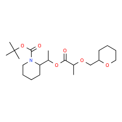 ChemSpider 2D Image | 2-Methyl-2-propanyl 2-(1-{[2-(tetrahydro-2H-pyran-2-ylmethoxy)propanoyl]oxy}ethyl)-1-piperidinecarboxylate | C21H37NO6