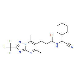 ChemSpider 2D Image | N-[Cyano(cyclohexyl)methyl]-3-[5,7-dimethyl-2-(trifluoromethyl)[1,2,4]triazolo[1,5-a]pyrimidin-6-yl]propanamide | C19H23F3N6O