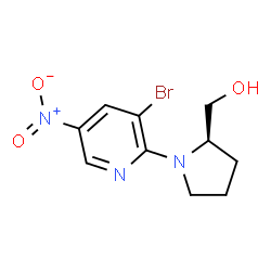 ChemSpider 2D Image | [(2R)-1-(3-Bromo-5-nitro-2-pyridinyl)-2-pyrrolidinyl]methanol | C10H12BrN3O3