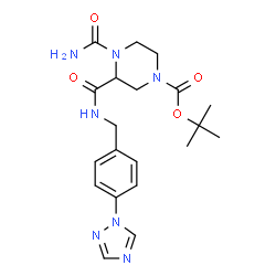 ChemSpider 2D Image | 2-Methyl-2-propanyl 4-carbamoyl-3-{[4-(1H-1,2,4-triazol-1-yl)benzyl]carbamoyl}-1-piperazinecarboxylate | C20H27N7O4