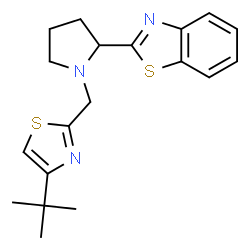 ChemSpider 2D Image | 2-(1-{[4-(2-Methyl-2-propanyl)-1,3-thiazol-2-yl]methyl}-2-pyrrolidinyl)-1,3-benzothiazole | C19H23N3S2