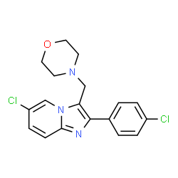 ChemSpider 2D Image | 6-Chloro-2-(4-chlorophenyl)-3-(4-morpholinylmethyl)imidazo[1,2-a]pyridine | C18H17Cl2N3O
