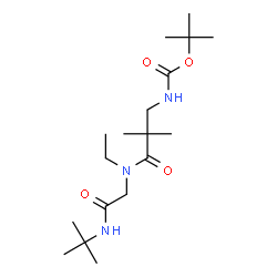 ChemSpider 2D Image | 2-Methyl-2-propanyl [3-(ethyl{2-[(2-methyl-2-propanyl)amino]-2-oxoethyl}amino)-2,2-dimethyl-3-oxopropyl]carbamate | C18H35N3O4