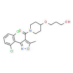 ChemSpider 2D Image | [3-(2,6-Dichlorophenyl)-5-methyl-1,2-oxazol-4-yl][4-(3-hydroxypropoxy)-1-piperidinyl]methanone | C19H22Cl2N2O4