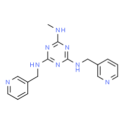 ChemSpider 2D Image | N~2~-Methyl-N~4~,N~6~-bis(3-pyridinylmethyl)-1,3,5-triazine-2,4,6-triamine | C16H18N8