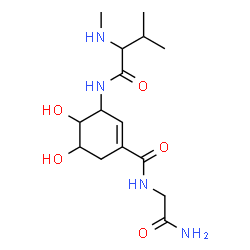 ChemSpider 2D Image | N-(2-Amino-2-oxoethyl)-4,5-dihydroxy-3-[(N-methylvalyl)amino]-1-cyclohexene-1-carboxamide | C15H26N4O5