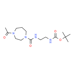 ChemSpider 2D Image | 2-Methyl-2-propanyl (2-{[(4-acetyl-1,4-diazepan-1-yl)carbonyl]amino}ethyl)carbamate | C15H28N4O4