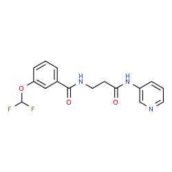 ChemSpider 2D Image | 3-(Difluoromethoxy)-N-[3-oxo-3-(3-pyridinylamino)propyl]benzamide | C16H15F2N3O3