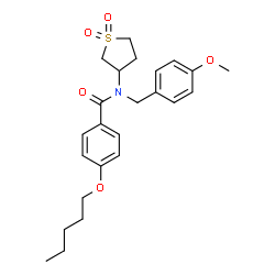 ChemSpider 2D Image | N-(1,1-Dioxidotetrahydro-3-thiophenyl)-N-(4-methoxybenzyl)-4-(pentyloxy)benzamide | C24H31NO5S