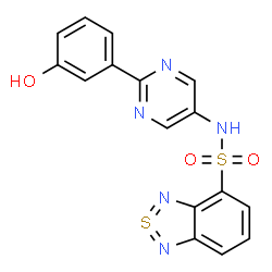 ChemSpider 2D Image | N-[2-(3-hydroxyphenyl)pyrimidin-5-yl]-8$l^{4}-thia-7,9-diazabicyclo[4.3.0]nona-1,3,5,7,8-pentaene-5-sulfonamide | C16H11N5O3S2