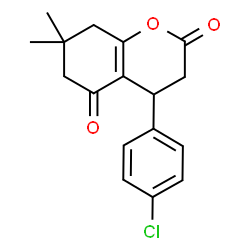 ChemSpider 2D Image | 4-(4-Chlorophenyl)-7,7-dimethyl-4,6,7,8-tetrahydro-2H-chromene-2,5(3H)-dione | C17H17ClO3