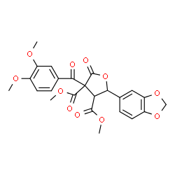 ChemSpider 2D Image | Dimethyl 5-(1,3-benzodioxol-5-yl)-3-(3,4-dimethoxybenzoyl)-2-oxotetrahydro-3,4-furandicarboxylate | C24H22O11