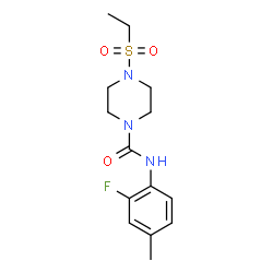 ChemSpider 2D Image | 4-(Ethylsulfonyl)-N-(2-fluoro-4-methylphenyl)-1-piperazinecarboxamide | C14H20FN3O3S