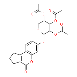 ChemSpider 2D Image | 4-Oxo-1,2,3,4-tetrahydrocyclopenta[c]chromen-7-yl 2,3,4-tri-O-acetylpentopyranoside | C23H24O10