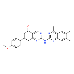 ChemSpider 2D Image | 7-(4-Methoxyphenyl)-2-[(4,6,7-trimethyl-2-quinazolinyl)amino]-7,8-dihydro-5(6H)-quinazolinone | C26H25N5O2