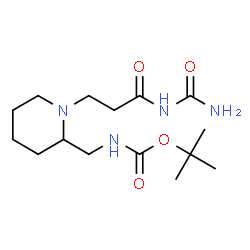 ChemSpider 2D Image | 2-Methyl-2-propanyl ({1-[3-(carbamoylamino)-3-oxopropyl]-2-piperidinyl}methyl)carbamate | C15H28N4O4