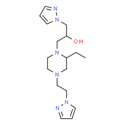 ChemSpider 2D Image | 1-{2-Ethyl-4-[2-(1H-pyrazol-1-yl)ethyl]-1-piperazinyl}-3-(1H-pyrazol-1-yl)-2-propanol | C17H28N6O