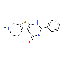 ChemSpider 2D Image | pyrido[4',3':4,5]thieno[2,3-d]pyrimidin-4-ol, 1,2,5,6,7,8-hexahydro-7-methyl-2-phenyl- | C16H17N3OS