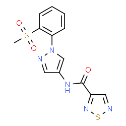 ChemSpider 2D Image | N-{1-[2-(Methylsulfonyl)phenyl]-1H-pyrazol-4-yl}-1,2,5-thiadiazole-3-carboxamide | C13H11N5O3S2
