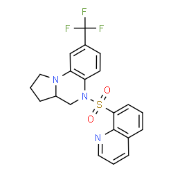 ChemSpider 2D Image | 1,2,3,3a,4,5-Hexahydro-5-(8-quinolinylsulfonyl)-8-(trifluoromethyl)pyrrolo[1,2-a]quinoxaline | C21H18F3N3O2S