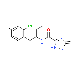 ChemSpider 2D Image | N-[1-(2,4-Dichlorophenyl)-2-butanyl]-5-oxo-2,5-dihydro-1H-1,2,4-triazole-3-carboxamide | C13H14Cl2N4O2