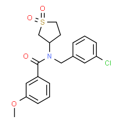 ChemSpider 2D Image | N-(3-Chlorobenzyl)-N-(1,1-dioxidotetrahydro-3-thiophenyl)-3-methoxybenzamide | C19H20ClNO4S