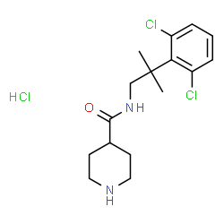 ChemSpider 2D Image | N-[2-(2,6-Dichlorophenyl)-2-methylpropyl]-4-piperidinecarboxamide hydrochloride (1:1) | C16H23Cl3N2O